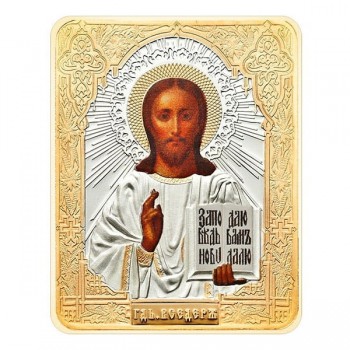 Монета Русские иконы - Спаситель серебро 25.00 гр - православные святыни